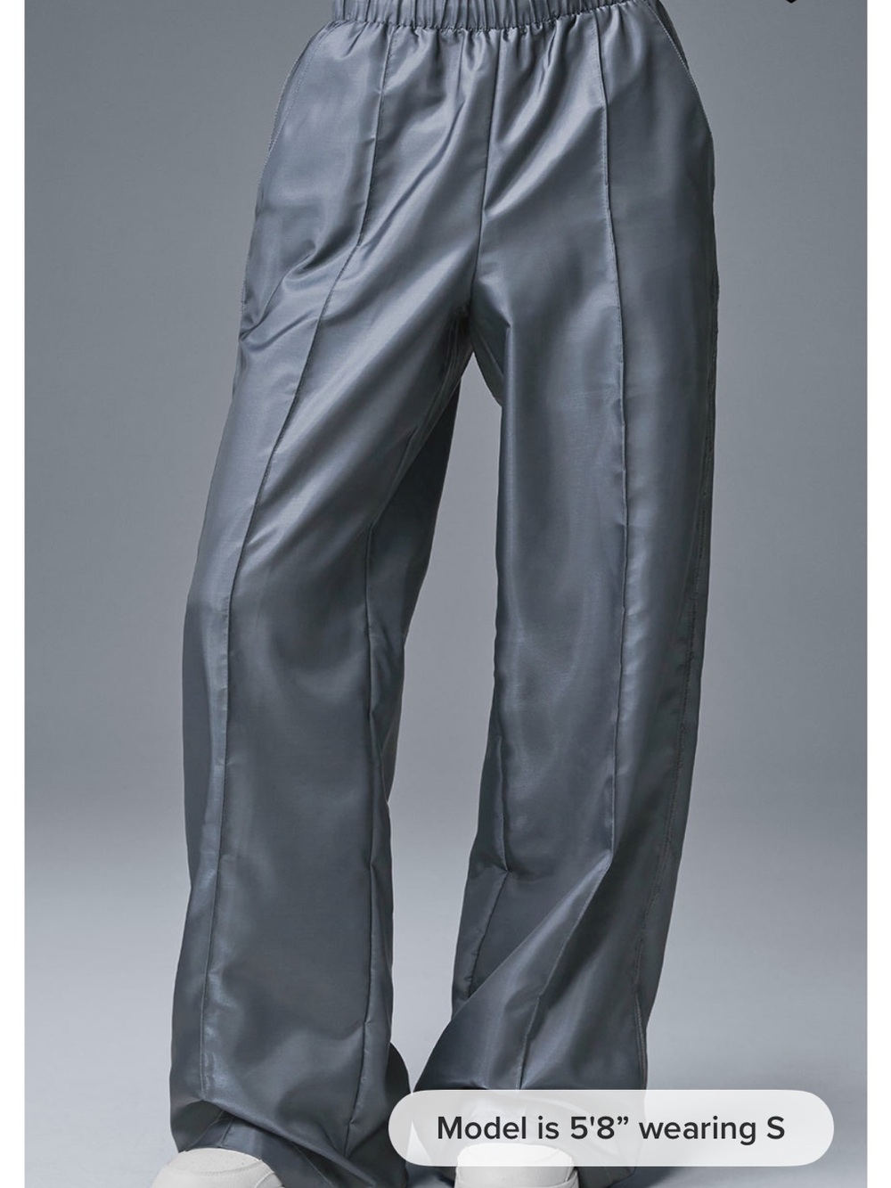 Anthracite Satin Wide-Leg Pants